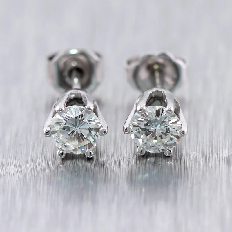 Personalized Engraved Jewelry For Meaningful Gifts 14k White Gold 1.00ctw Six Prong Diamond Stud Earrings Personalized Engraved Jewelry For Meaningful Gifts 14k White Gold 1.00ctw Six Prong Diamond Stud Earrings