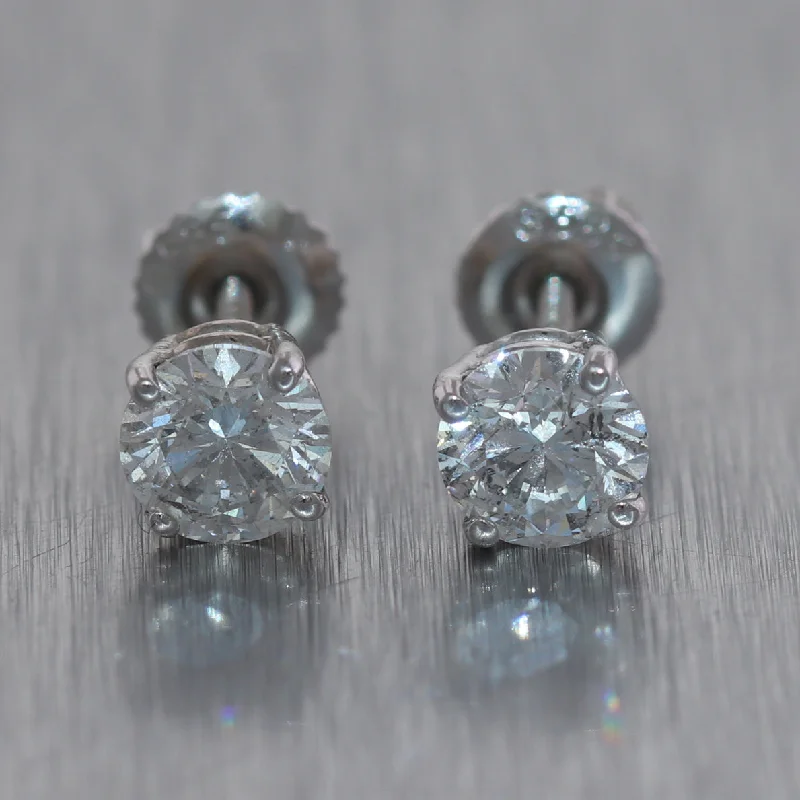 Handmade Pearl Jewelry For Timeless Elegance 14k White Gold 1.50ctw Diamond Stud Earrings Handmade Pearl Jewelry For Timeless Elegance 14k White Gold 1.50ctw Diamond Stud Earrings
