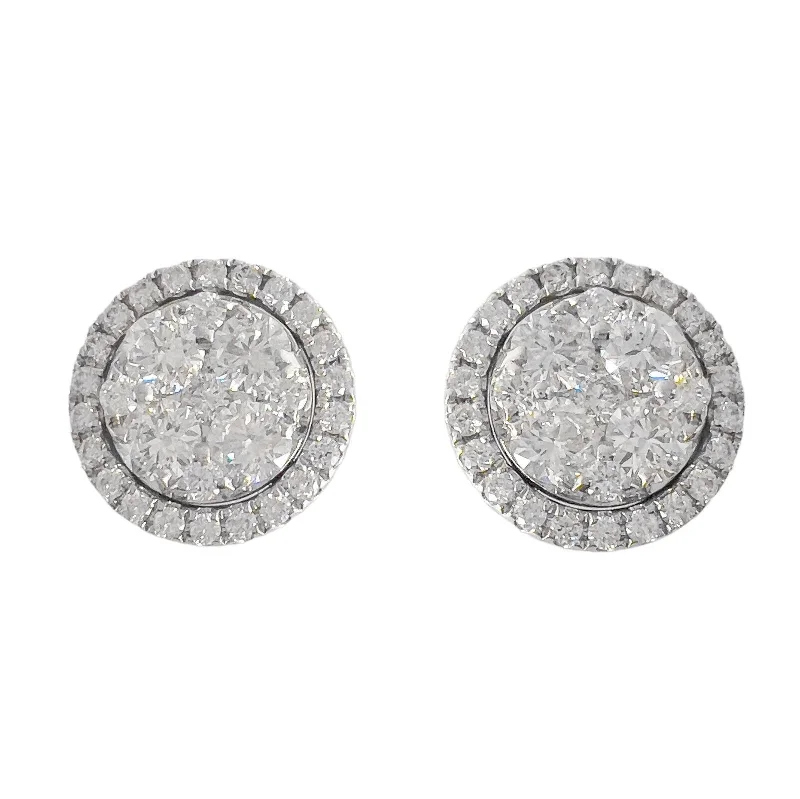 Versatile Layering Jewelry For Effortless Chic 14k White Gold Diamond Cluster Halo Stud Earrings 1.75ctw G VS1 Versatile Layering Jewelry For Effortless Chic 14k White Gold Diamond Cluster Halo Stud Earrings 1.75ctw G VS1