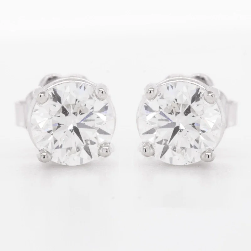 Romantic Heart-Shaped Jewelry For Special Gifts 14k White Gold Round Diamond Basket Stud Earrings 1.22ctw I SI1 Romantic Heart-Shaped Jewelry For Special Gifts 14k White Gold Round Diamond Basket Stud Earrings 1.22ctw I SI1