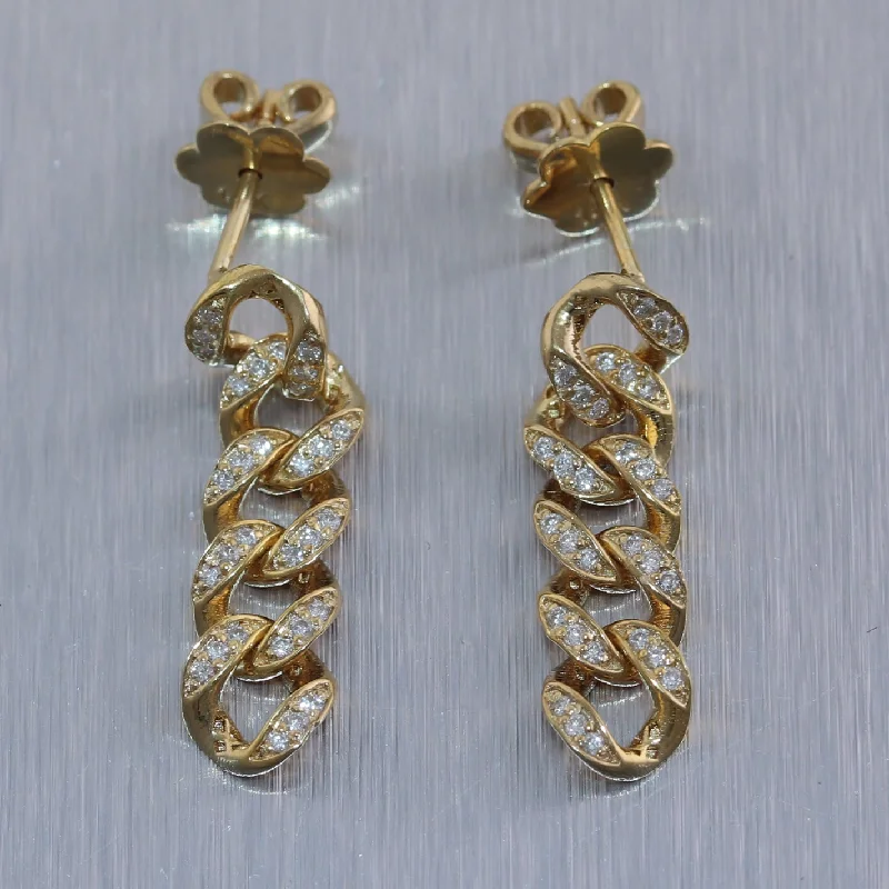 Eco-Friendly Sustainable Jewelry For Conscious Buyers 14k Yellow Gold 0.30ctw Diamond Cuban Link Chain Dangle Stud Earrings Eco-Friendly Sustainable Jewelry For Conscious Buyers 14k Yellow Gold 0.30ctw Diamond Cuban Link Chain Dangle Stud Earrings