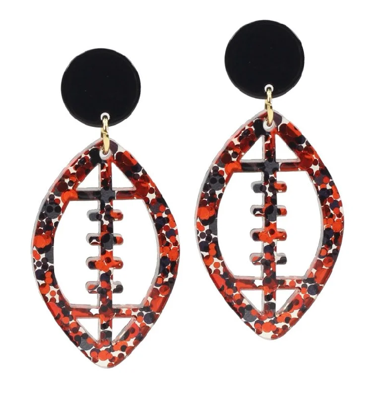 High-End Sparkle, Low-End Prices – Shop Now Acrylic Football Earring - Black + Red Glitter High-End Sparkle, Low-End Prices – Shop Now Acrylic Football Earring - Black + Red Glitter