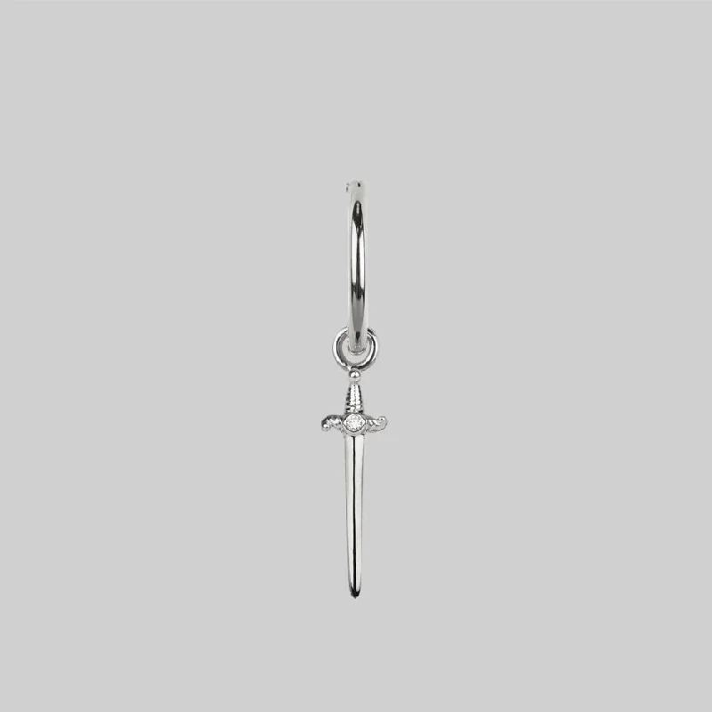 Premium Jewelry, Premium Discounts – Act Fast BETRAYAL. Cubic Zirconia Dagger Hoop Earrings - Silver Premium Jewelry, Premium Discounts – Act Fast BETRAYAL. Cubic Zirconia Dagger Hoop Earrings - Silver