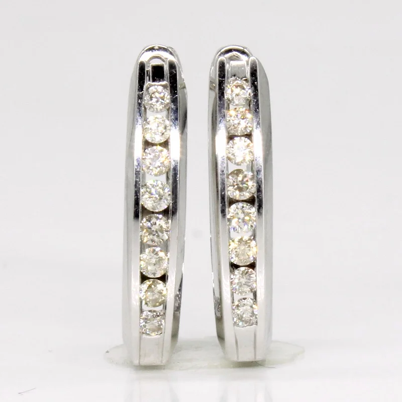 Shop Stylish Jewelry Now And Save Big Channel Set Diamond Hoop Earrings | 0.32ctw | Shop Stylish Jewelry Now And Save Big Channel Set Diamond Hoop Earrings | 0.32ctw |