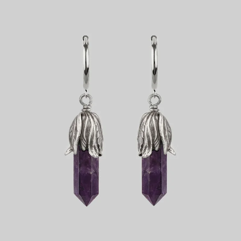 Once-A-Year Jewelry Deals – Shop Before They’Re Gone DEATH BLOOM. Amethyst Gemstone Hoop Earrings - Silver Once-A-Year Jewelry Deals – Shop Before They’Re Gone DEATH BLOOM. Amethyst Gemstone Hoop Earrings - Silver