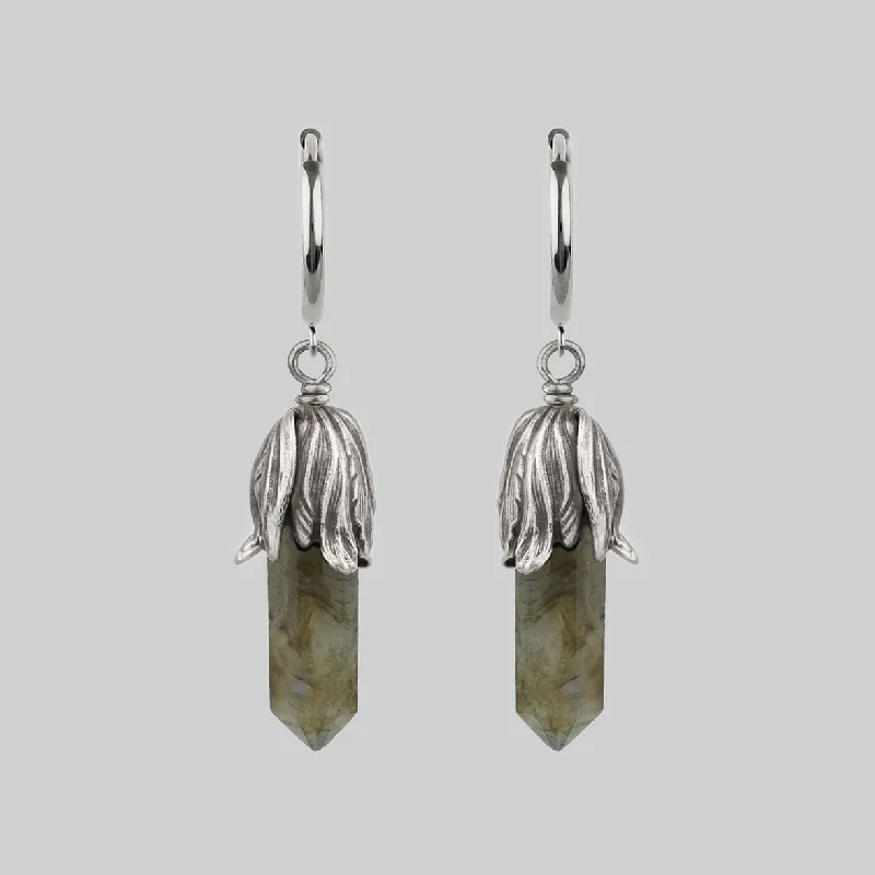 Best Jewelry Sale Prices – Limited-Time Offer DEATH BLOOM. Labradorite Gemstone Hoop Earrings - Silver Best Jewelry Sale Prices – Limited-Time Offer DEATH BLOOM. Labradorite Gemstone Hoop Earrings - Silver