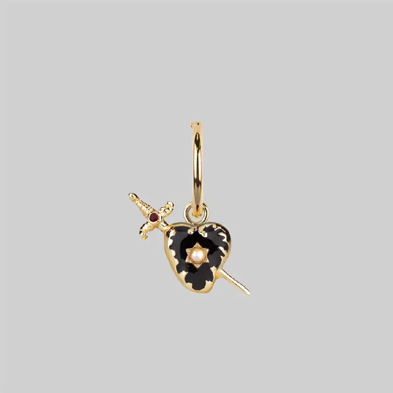 Elevate Your Jewelry Collection With Limited-Time Savings DEVOTION. Black Heart & Sword Hoop Earrings - Gold Elevate Your Jewelry Collection With Limited-Time Savings DEVOTION. Black Heart & Sword Hoop Earrings - Gold