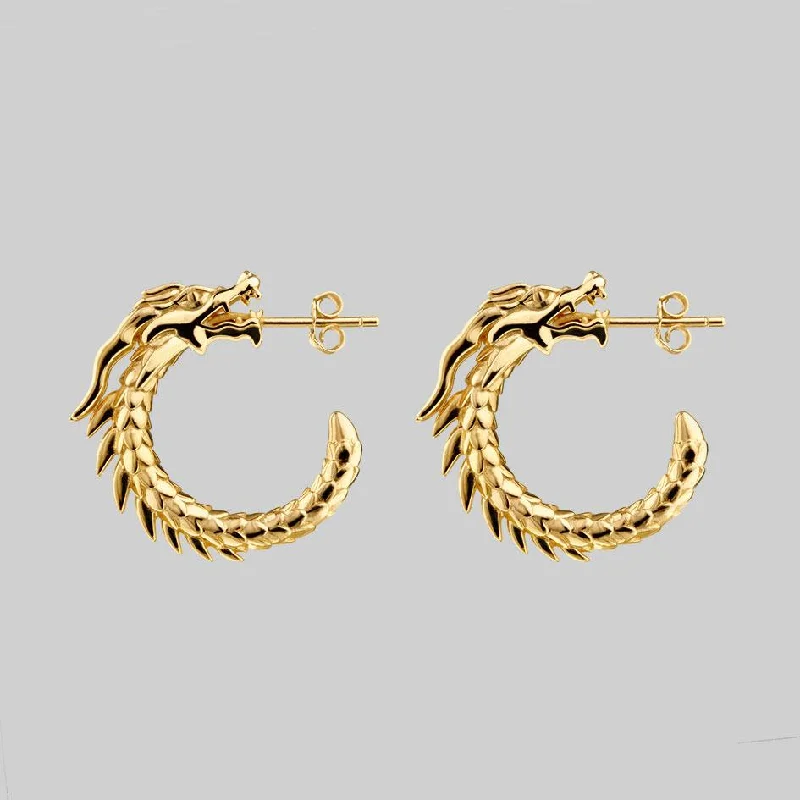 Your Dream Jewelry At Dream Prices – Shop Now DRAKE. Dragon Hoop Earrings - Gold