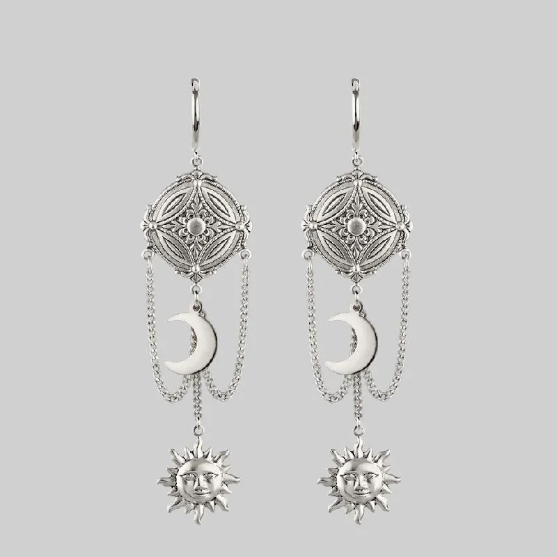 Grab Your Favorite Jewelry At The Lowest Prices EQUINOX. Celestial Path Chain Hoop Earrings - Silver