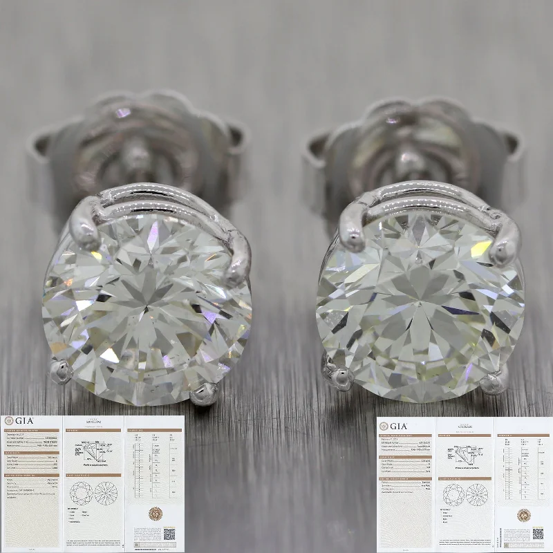 Discounted Luxury Jewelry – Shine Without The Splurge GIA Round Brilliant 6.06ctw L/SI2 K/VS1 Diamond 14k White Gold Stud Earrings Discounted Luxury Jewelry – Shine Without The Splurge GIA Round Brilliant 6.06ctw L/SI2 K/VS1 Diamond 14k White Gold Stud Earrings