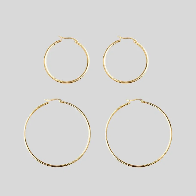 Discounted Jewelry For A Glamorous Look Gold Hoop Earrings - Set of 2