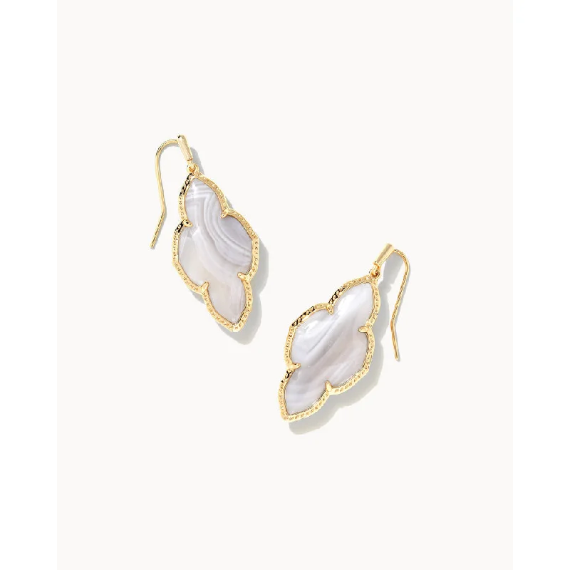Buy More, Save More On Stunning Jewelry Designs Kendra Scott Abbie Gold Drop Earrings in Gray Banded Agate