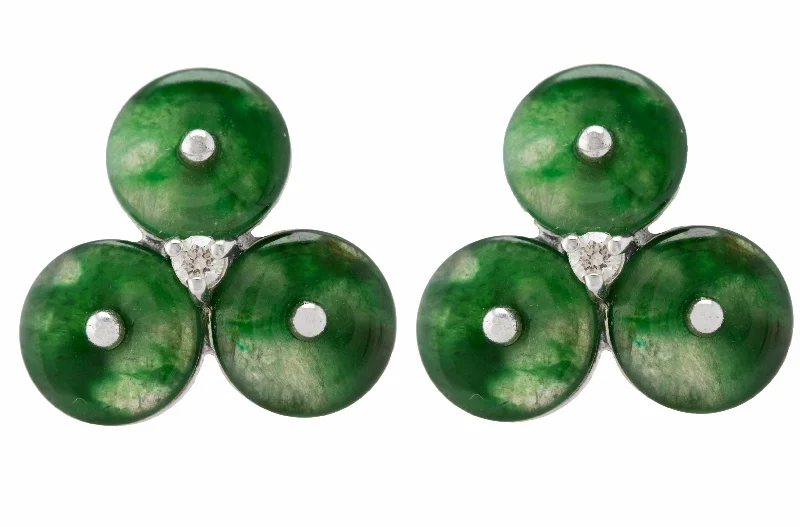 Seasonal Jewelry Deals – Elevate Your Style Ladies Estate 18K White Gold 0.06ctw Diamond Jade Stud Earrings Seasonal Jewelry Deals – Elevate Your Style Ladies Estate 18K White Gold 0.06ctw Diamond Jade Stud Earrings