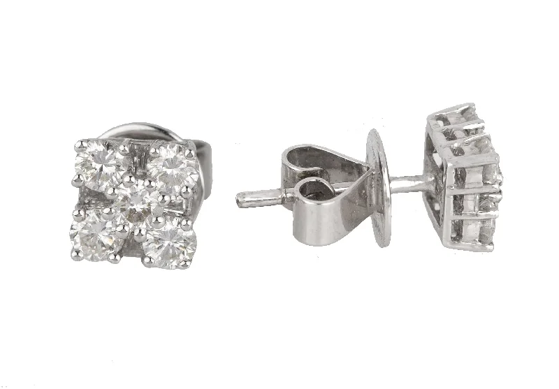 Exclusive Jewelry Sale – Sparkle For Less Ladies Solid 18k 750 White Gold 0.78ctw Diamond Cluster 6mm Square Stud Earrings Exclusive Jewelry Sale – Sparkle For Less Ladies Solid 18k 750 White Gold 0.78ctw Diamond Cluster 6mm Square Stud Earrings