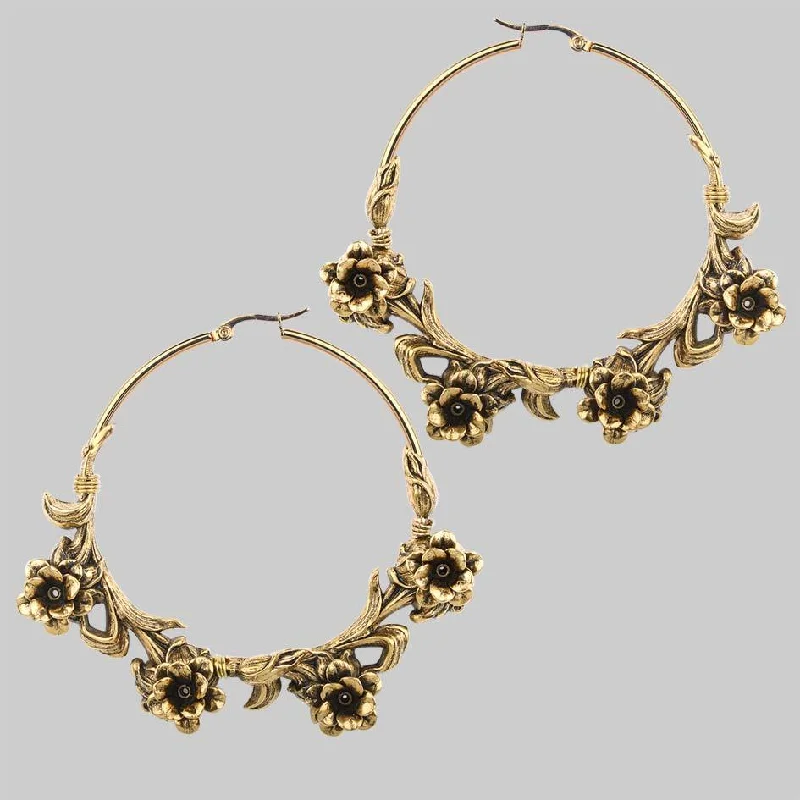Adjustable Charm Bracelets For A Perfect Fit LAVISH. Wild Rose Hoop Earrings - Gold