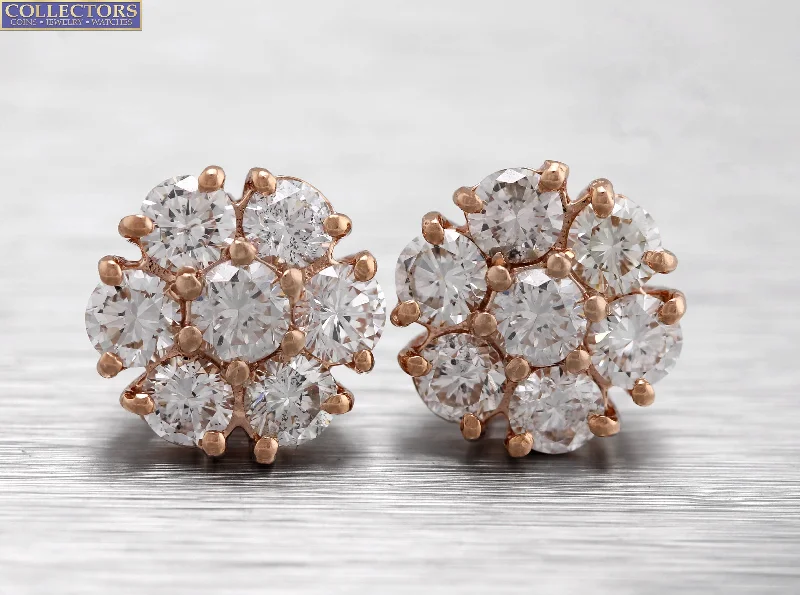 Handcrafted Jewelry Sale – Unique Designs At Low Prices Lovely Ladies Estate 14K Rose Gold 2.41ctw Diamond Cluster Stud Earrings Handcrafted Jewelry Sale – Unique Designs At Low Prices Lovely Ladies Estate 14K Rose Gold 2.41ctw Diamond Cluster Stud Earrings