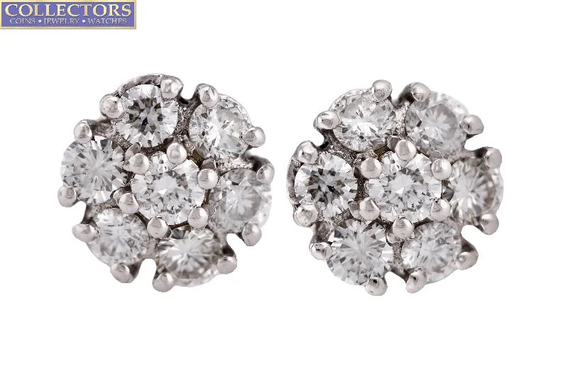 Exclusive Jewelry Offers – Shine For Less Lovely Ladies Estate 14K White Gold 1.25ctw Diamond Cluster Stud Earrings Exclusive Jewelry Offers – Shine For Less Lovely Ladies Estate 14K White Gold 1.25ctw Diamond Cluster Stud Earrings