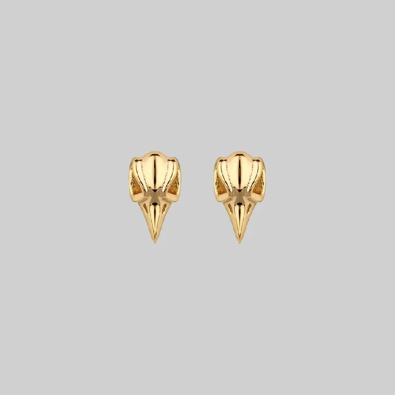 Get The Best Deals On Timeless Jewelry Pieces MERLA. Raven Skull Earrings - Gold
