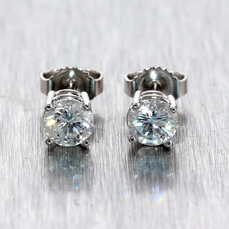 Luxury Jewelry Sale – Sparkle For Less Modern 14k White Gold 1.05ctw Diamond Stud Earrings