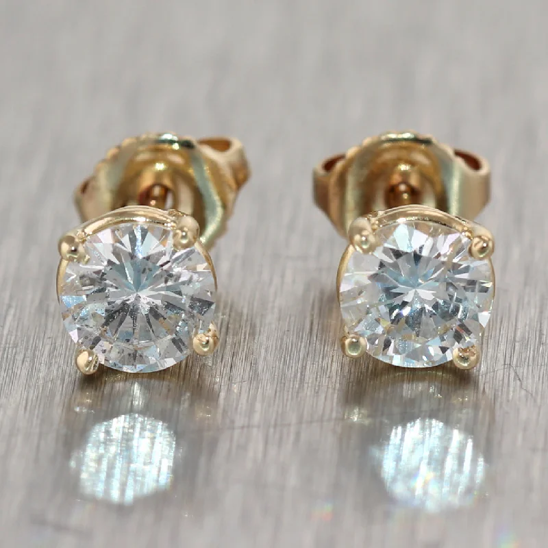 Shop Dazzling Jewelry With Special Promotional Discounts Modern 14k Yellow Gold 1.50ctw Diamond Stud Earrings Shop Dazzling Jewelry With Special Promotional Discounts Modern 14k Yellow Gold 1.50ctw Diamond Stud Earrings