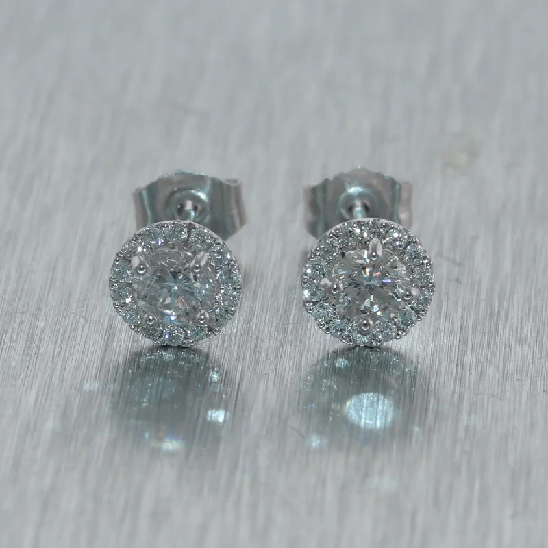 Unique Jewelry Designs Now At Discounted Rates Modern 14k White Gold 0.65ctw Diamond Halo Stud Earrings Unique Jewelry Designs Now At Discounted Rates Modern 14k White Gold 0.65ctw Diamond Halo Stud Earrings