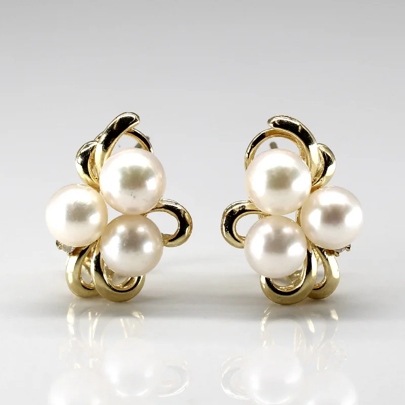 Personalized Engraved Jewelry For Meaningful Gifts Pearls & Diamond Earrings | 0.02ctw | Personalized Engraved Jewelry For Meaningful Gifts Pearls & Diamond Earrings | 0.02ctw |