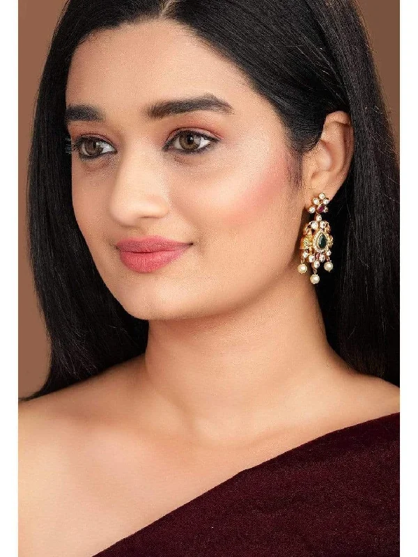 Exclusive Jewelry Offers – Sparkle For Less Rubans 22K Gold Plated Handcrafted Faux Ruby with White Pearls Drop Earrings Exclusive Jewelry Offers – Sparkle For Less Rubans 22K Gold Plated Handcrafted Faux Ruby with White Pearls Drop Earrings