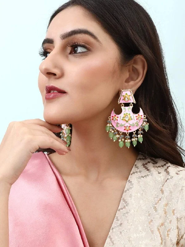 Exclusive Online Discounts On Stylish Jewelry Rubans 24K Gold Plated Kundan Enamel with Beads Handcrafted Chandbali Earrings Exclusive Online Discounts On Stylish Jewelry Rubans 24K Gold Plated Kundan Enamel with Beads Handcrafted Chandbali Earrings
