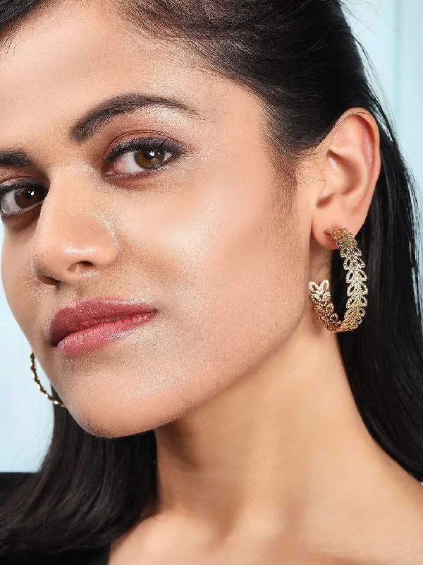 Fashion-Forward Geometric Jewelry For Contemporary Style Rubans Gold Plated Handcrafted Filigree Hoop Earrings Fashion-Forward Geometric Jewelry For Contemporary Style Rubans Gold Plated Handcrafted Filigree Hoop Earrings