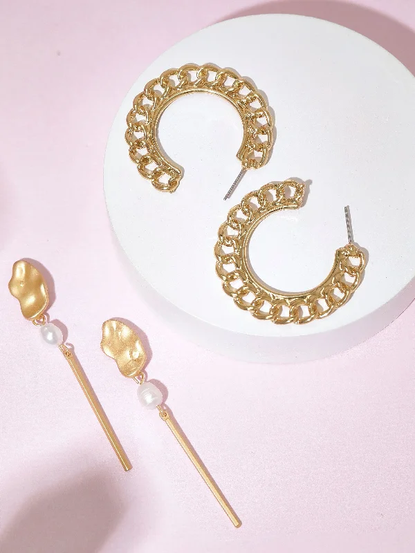 Limited-Stock Jewelry Sale – Once It's Gone, It's Gone TOKYO TALKIES X Rubans Gold Plated Handcrafted Half Hoop & Drop Set of 2 Earrings Limited-Stock Jewelry Sale – Once It's Gone, It's Gone TOKYO TALKIES X Rubans Gold Plated Handcrafted Half Hoop & Drop Set of 2 Earrings