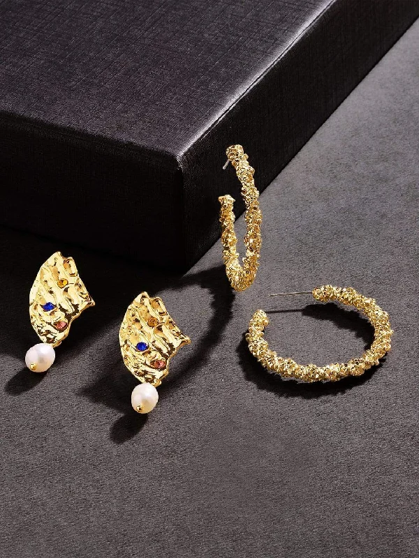 Handcrafted Jewelry Sale – Unique Designs At Low Prices TOKYO TALKIES X Rubans Gold Plated Handcrafted Half Hoop & Drop Set of 2 Earrings Handcrafted Jewelry Sale – Unique Designs At Low Prices TOKYO TALKIES X Rubans Gold Plated Handcrafted Half Hoop & Drop Set of 2 Earrings