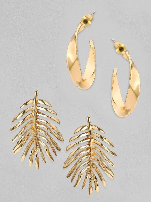 Jewelry Clearance Sale – Final Reductions Rubans Gold Plated Handcrafted Half Hoop & Leaf Shape Set of 2 Earrings Jewelry Clearance Sale – Final Reductions Rubans Gold Plated Handcrafted Half Hoop & Leaf Shape Set of 2 Earrings