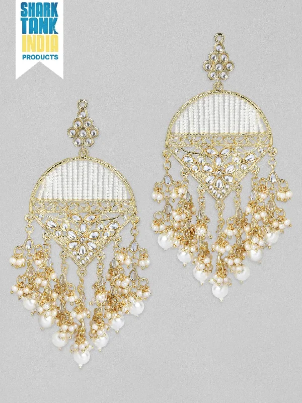 Shine Bright With Our Special Jewelry Promotions Rubans Gold Plated Handcrafted Kundan with Pearls Chandbali Earrings Shine Bright With Our Special Jewelry Promotions Rubans Gold Plated Handcrafted Kundan with Pearls Chandbali Earrings
