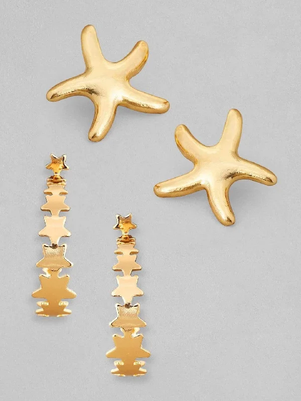 Bestselling Jewelry At Special Promotional Rates Rubans Gold Plated Handcrafted Star Hoop & Stud Set of 2 Earrings Bestselling Jewelry At Special Promotional Rates Rubans Gold Plated Handcrafted Star Hoop & Stud Set of 2 Earrings