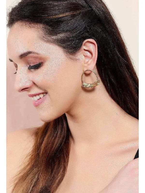 Best Jewelry Sale Prices – Limited-Time Offer Rubans Gold Plated Handcrafted Textured Drop Earrings
