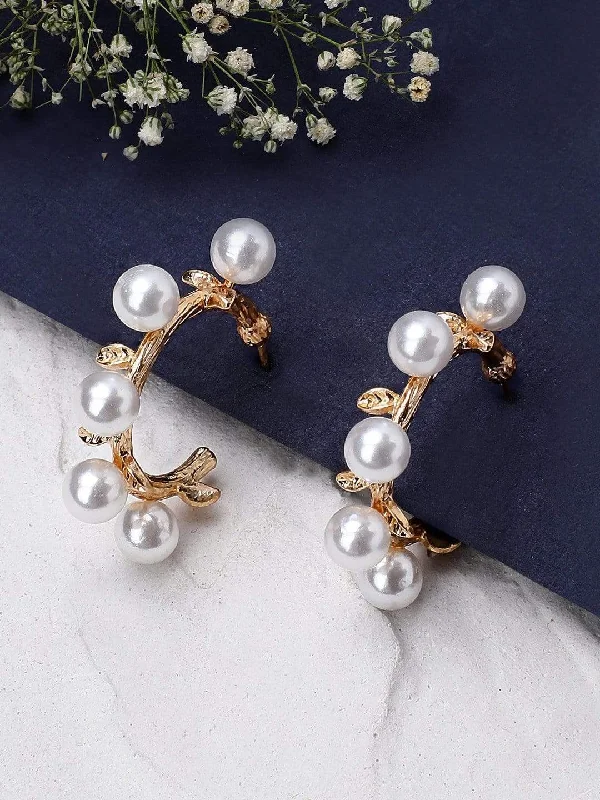Must-Have Jewelry Pieces At Reduced Prices Rubans Gold Plated Handcrafted White Pearl Hoop Earrings Must-Have Jewelry Pieces At Reduced Prices Rubans Gold Plated Handcrafted White Pearl Hoop Earrings