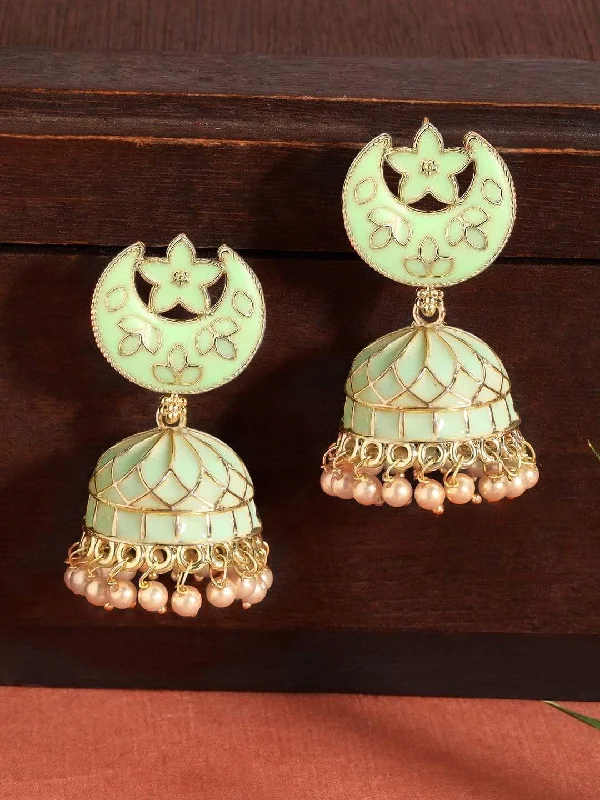 Jewelry Clearance – Final Chance To Save Big Rubans Orange Enamel 22K Gold Plated Handcrafted Crescent Jhumka Earrings Jewelry Clearance – Final Chance To Save Big Rubans Orange Enamel 22K Gold Plated Handcrafted Crescent Jhumka Earrings