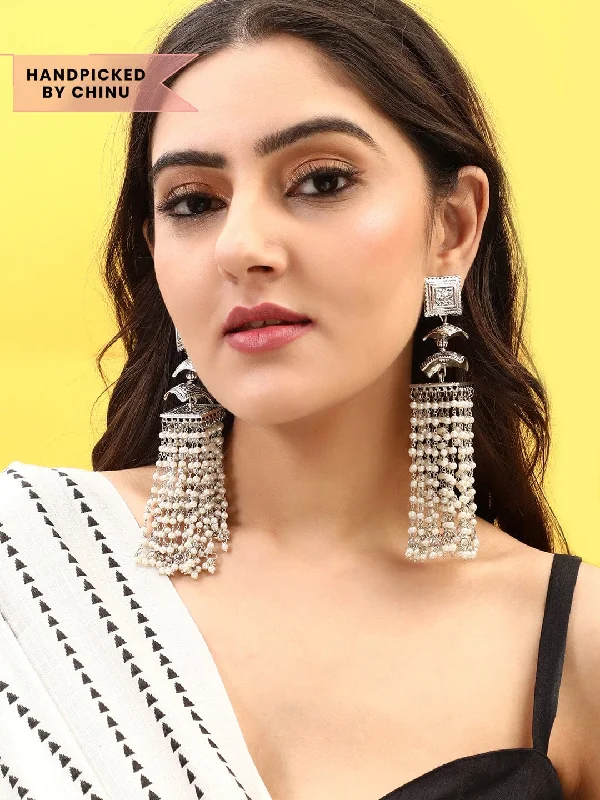 Unbeatable Offers On Luxury And Everyday Jewelry Rubans Oxidised Silver Plated Handcrafted White Pearls Jhumka Earrings Unbeatable Offers On Luxury And Everyday Jewelry Rubans Oxidised Silver Plated Handcrafted White Pearls Jhumka Earrings