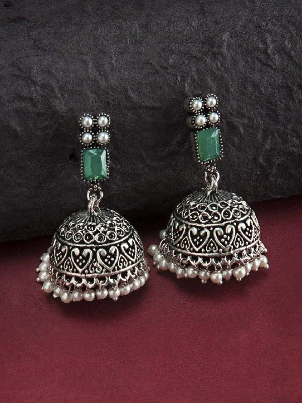 Best Jewelry Deals – Shop Premium Pieces At Great Prices Rubans Oxidised Silver Toned Faux Emerald Studded Jhumka Earrings Best Jewelry Deals – Shop Premium Pieces At Great Prices Rubans Oxidised Silver Toned Faux Emerald Studded Jhumka Earrings