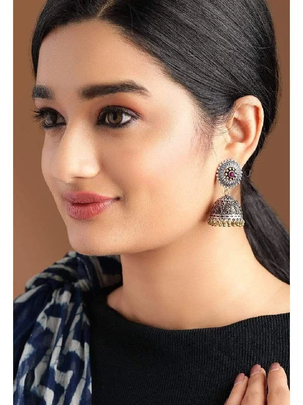 Fashion-Forward Jewelry At Incredible Prices Rubans Silver Plated Handcrafted Oxidised Dual Tone Jhumka Earrings Fashion-Forward Jewelry At Incredible Prices Rubans Silver Plated Handcrafted Oxidised Dual Tone Jhumka Earrings