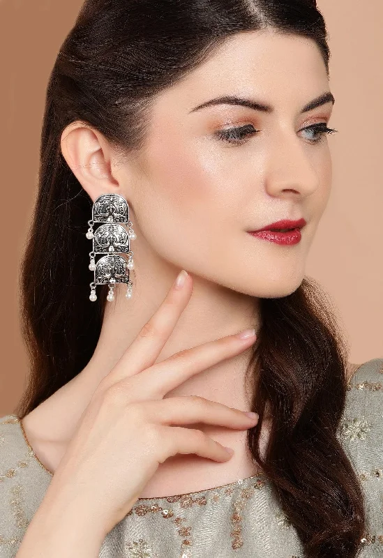 Elegant Jewelry, Affordable Luxury – Shop Now Rubans Silver Plated Handcrafted Peacock Drop & Stud Set of 2 Earrings Elegant Jewelry, Affordable Luxury – Shop Now Rubans Silver Plated Handcrafted Peacock Drop & Stud Set of 2 Earrings