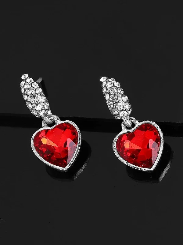 Exclusive Jewelry Sale – Limited-Time Discounts Rubans Silver Plated Handcrafted Red Stone Heart Shaped Drop Earrings Exclusive Jewelry Sale – Limited-Time Discounts Rubans Silver Plated Handcrafted Red Stone Heart Shaped Drop Earrings