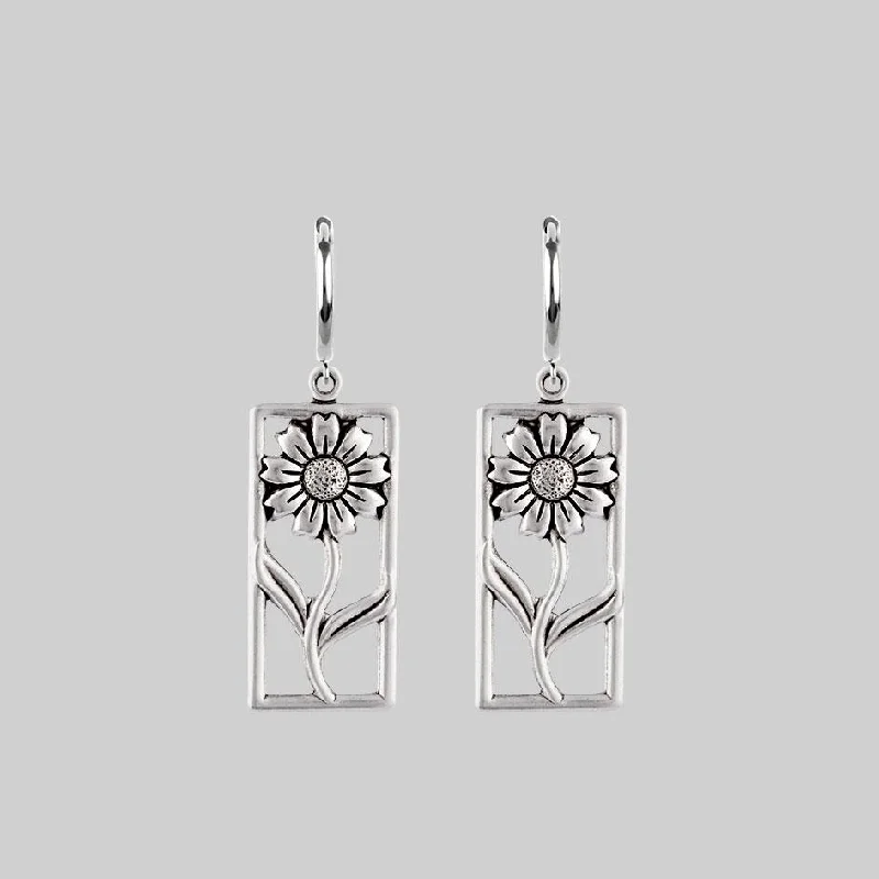 Luxury Jewelry At Unbeatable Discounts SERENA. Sunflower Hoop Earrings - Silver