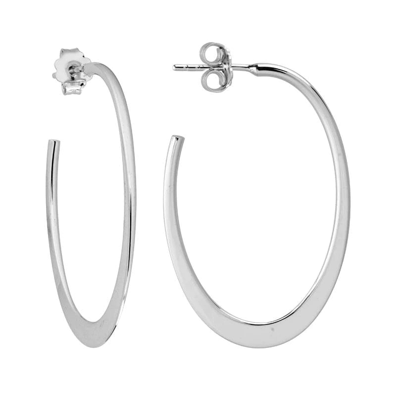 Affordable Gold-Plated Jewelry For Modern Fashion Sterling Silver Flat Oval Hoop Earrings Affordable Gold-Plated Jewelry For Modern Fashion Sterling Silver Flat Oval Hoop Earrings