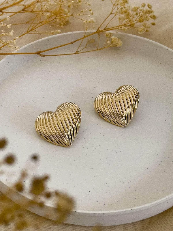 Timeless Jewelry, Timeless Savings – Don't Wait Striped Heart Shaped Stud Earrings Timeless Jewelry, Timeless Savings – Don't Wait Striped Heart Shaped Stud Earrings