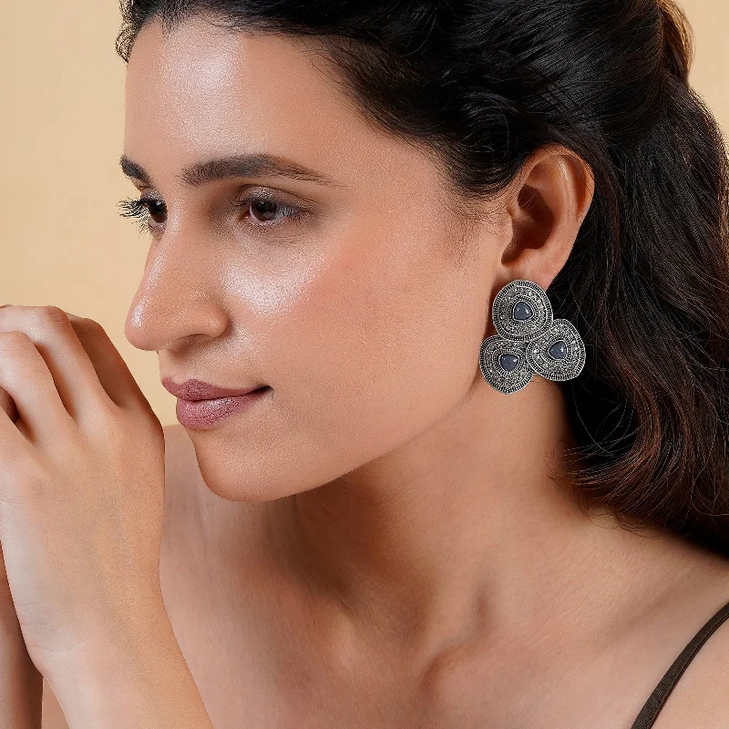 Don't Miss These Dazzling Jewelry Discounts Teejh Eshita Silver Grey Stud