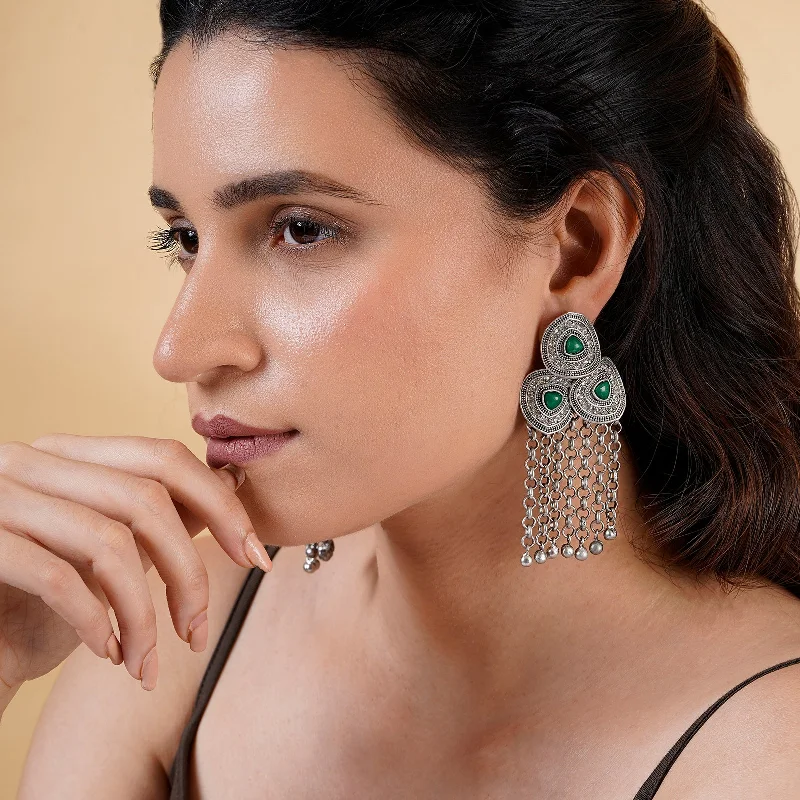 Elegant Jewelry, Affordable Luxury – Shop Now Teejh Janani Silver Green Earring