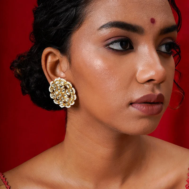 Customized Silver Jewelry For Unique Style Teejh Lalima Gold And White Stud