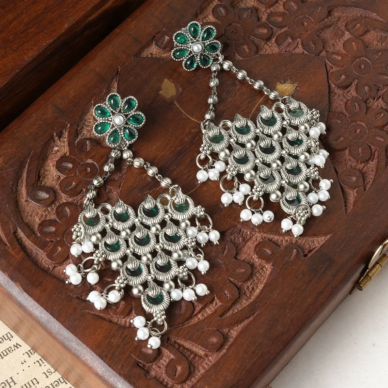 The Perfect Jewelry Piece At The Perfect Discount Teejh Sethu Silver Oxidised Green Earring The Perfect Jewelry Piece At The Perfect Discount Teejh Sethu Silver Oxidised Green Earring