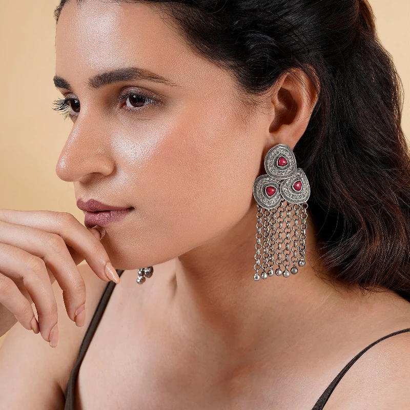 Elegant Jewelry Styles At Budget-Friendly Prices Teejh Vidula Silver Mehroon Earring